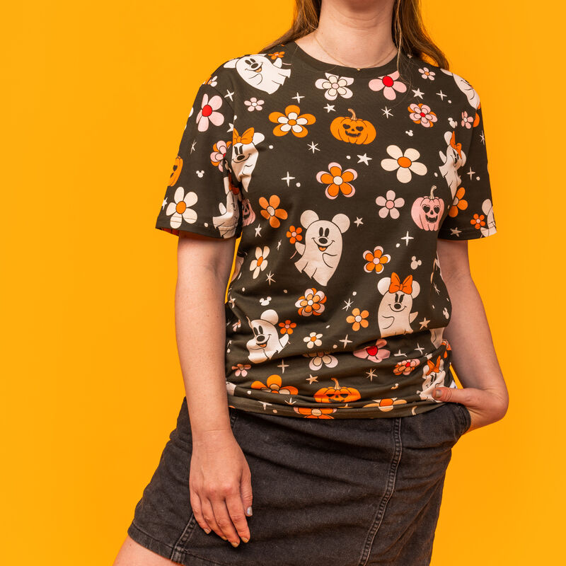 Mickey & Minnie Floral Ghost All-Over Print Unisex Tee, , hi-res view 9